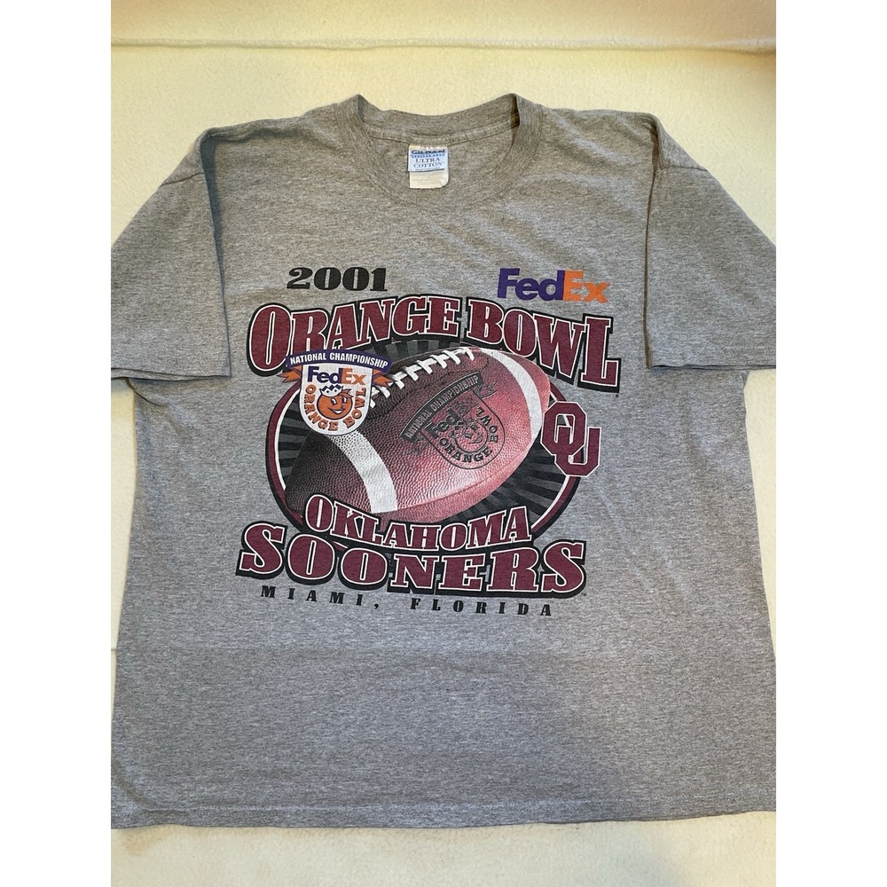 Vintage Oklahoma Sooners Shirt Mens XL Orange Bowl 2001 Football National Champs